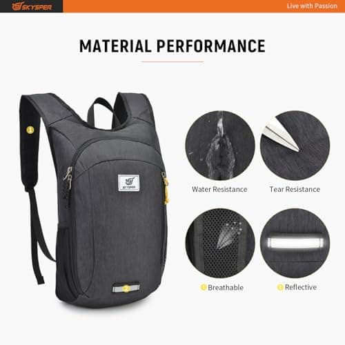 SKYSPER Small Daypack 15L Hiking Backpack Packable Lightweight Travel Compact Foldable Rucksack for Women Men(Black) — view 4