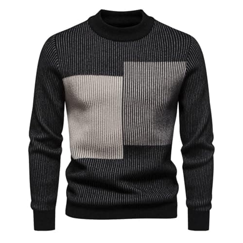 Mens Sweaters Uk Pullover Knitted Mock Neck Slim Fit Casual Jumper Winter — view 2