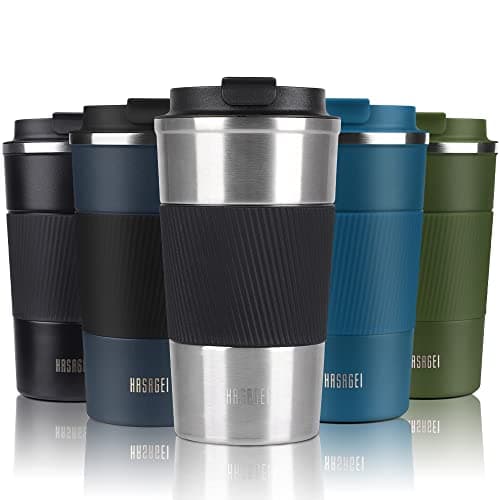 HASAGEI Travel Mug, Insulated Coffee Cup with Leakproof Lid - Vacuum Insulation Stainless Steel for Hot and Cold Water Coffee and Tea 510ml/380ml (Brushed Nickerl, 380ml)