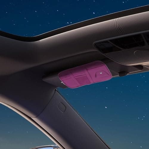 Purple PU Leather Multi Pocket Car Visor Organizer with Compartments — view 6