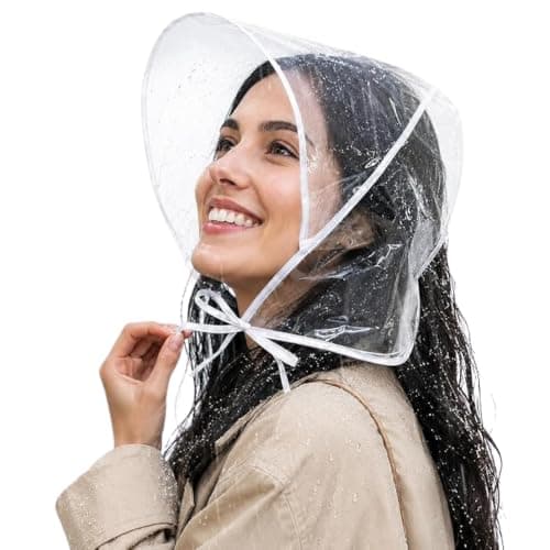 6 Pack Clear Rain Bonnet for Women with Visor, Waterproof Foldable Rain Hat, Transparent Hair Protection Cover, Portable Rain Scarf Hood for Protecting Hairstyles, Travel, Walking & Outdoor Use