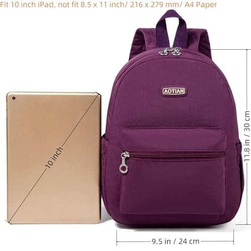 AOTIAN Mini Backpack for Women, Durable Nylon Small Daypack, Purple — view 3
