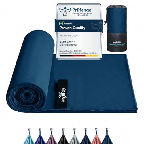 Lorymachy Microfibre Towel - 70×140cm Quick Dry Towels for Adults | 250 GSM, Lightweight & Highly Absorbent, Microfibre Beach Towel for Gym, Yoga, Travel, Camping and Hiking, Lake Blue