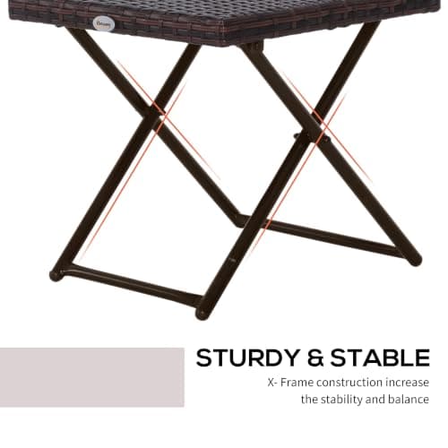 Outsunny Folding Rattan Garden Coffee Table Small 40 x 40 x 40 cm Brown — view 5