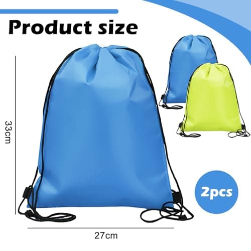 Pack of 2 Drawstring Cooler Bag Cooler Bag Backpack Reusable Foil Bags for Work School Travel (Sky Blue, Fluorescent Green) — view 2