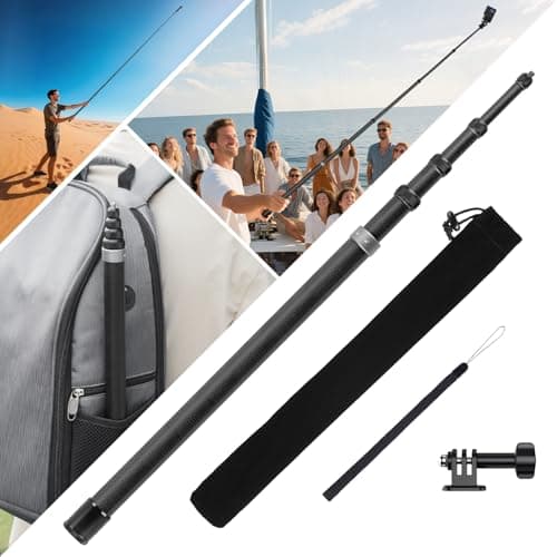 BRDRC 3m Selfie Stick for Insta360 X5 X4, 118 Inch Carbon Fiber Invisible Ultra Long Extension Pole for Insta 360 ONE X5 X4 X3 X2 RS Accessories (with Go Pro Adapter, Wrist Strap, Storage bag)