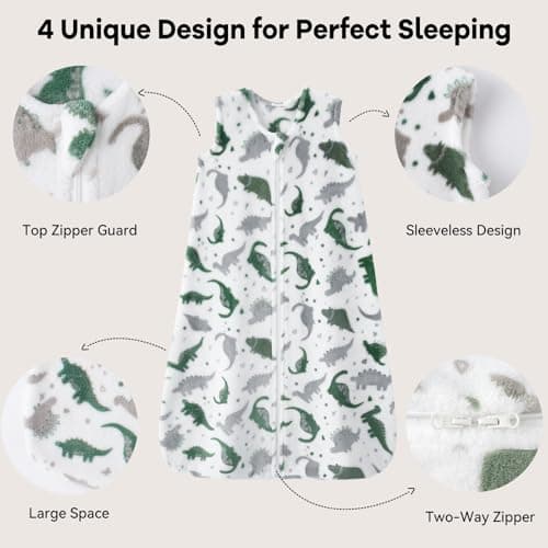 Unnivoll Baby Sleeping Bag 12-18 Months 2.0 Tog, Fleece Wearable Blanket with 2-Way Zipper, Warm & Cozy Baby Blanket for Newborn Infant 2 Pack — view 3