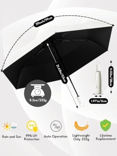 Moorrlii UV Umbrella for Sun Protection SPF 50+, Compact Windproof Umbrella — view 3