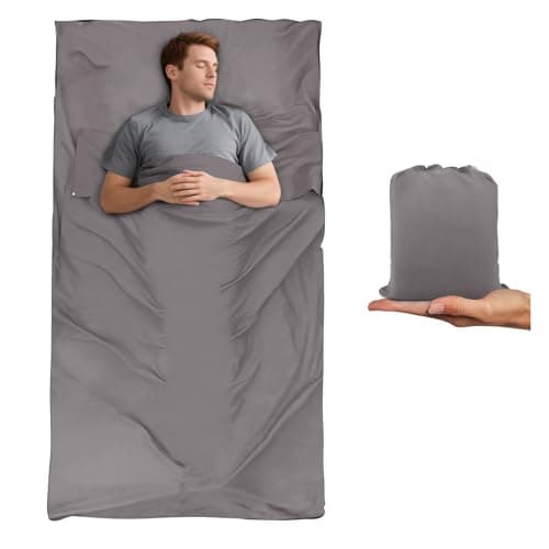 BREENHILL Sleeping Bag Liner, Camping Travel Sheet with Zip, Grey 115cm
