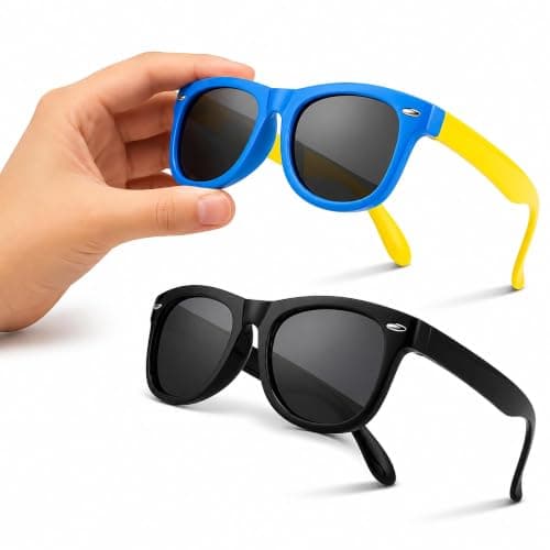 2Pcs Kids Sunglasses for Boys – Retro Square Polarised Childrens Sunglasses