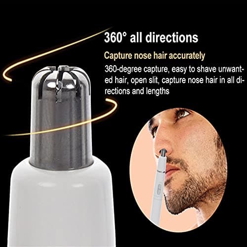 SONGQEE Nose Hair Trimmer for Men and Women, 2-in-1 Electric Nose and Ear Eyebrow Trimmer Shaving Nasal Hair Eyebrow Razor for Face Lips Facial Hair Remove Hair Cutter (White) — view 3