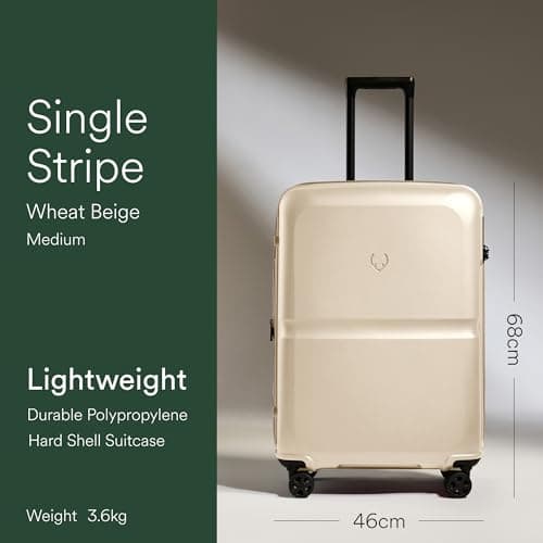 ANTLER - Single Stripe Hard Shell Medium Suitcase - Durable, Lightweight & Expandable, 4 Spinner Wheels - Adjustable Handle, TSA Lock, 68cm - Wheat Beige — view 2