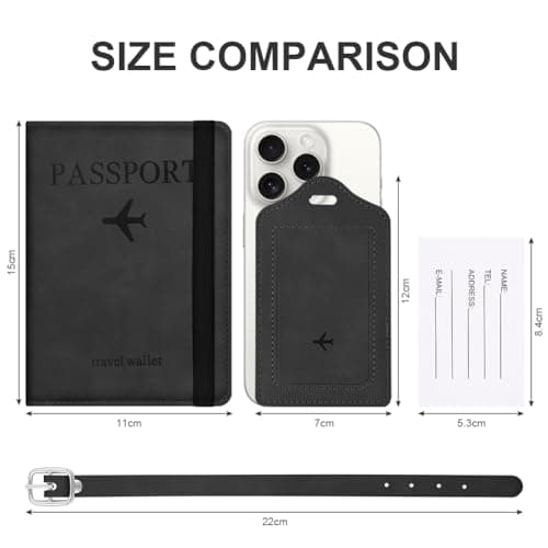 APXEL Passport Cover and Suitcase Tag Set, PU Leather Passport Covers — view 2