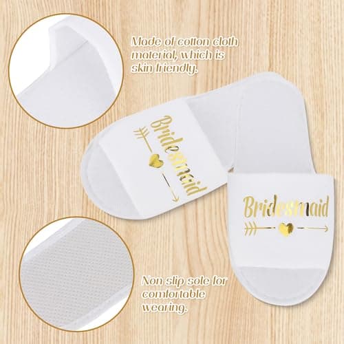 5 Pairs Disposable Spa Slippers, Open Toe Hotel Slipper Guest Slipper for Spa Party Guest Travel Home Hotel (Bridesmaid-2) — view 4