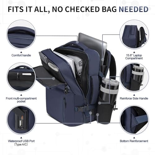 SUIKIHUM Carry on Travel Backpack TSA Approved Fits 16" Laptop Daypack Gray — view 5