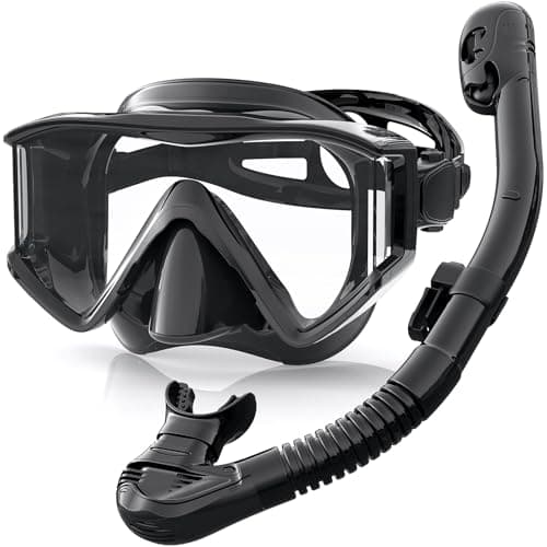 Zeligerstar Snorkel Set Adults, 3 Window Panoramic Mask, Anti-Fog Dry Top