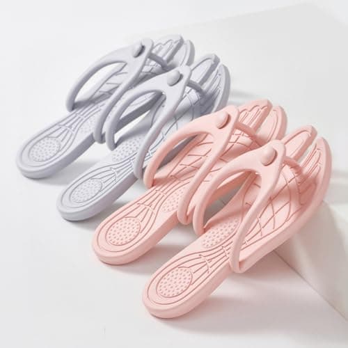 Sleepers Women,Foldable Flip Flops Womens Travel Slippers Shower Bathroom Shoes Lightweight Folding Slides Sandals Portable Hotel Spa Indoor Pool Slipper Waterproof Quick Drying Beach Slippers Grey — view 5