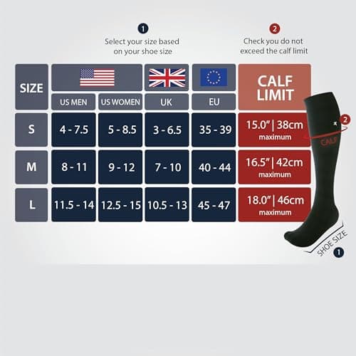 Rymora Compression Socks Unisex (Pair) (Non-Cushioned) (Black) (Small) [S] — view 2