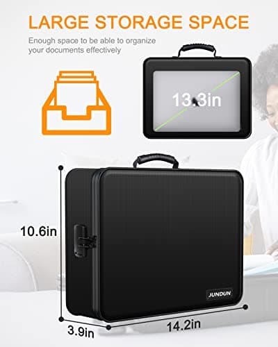 JUNDUN Fireproof Document Box with 7 Pockets File Folder — view 5