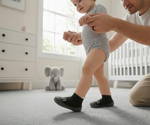 Dookeh Baby Shoes Boys Girls First Walking Shoes Non Slip Soft Sole Sneakers Toddler Infant Babygirl Sock Shoes (A2-Black, UK Footwear Size System, Toddler, Age Range, Medium, 12 Months, 18 Months) — view 3