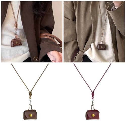 XIGACGEH Sturdy Leather Neck Hanging Pouches Accessory for Earphone and Cash Storage Multipurpose Use for Travel and Shopping Neck Hanging Pouches — view 2
