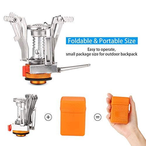 Odoland Camping Cookware Set With Stove for 1-2 People - Portable Campfire Stainless Steel Cook Gear Traveling Cooking Equipment Utensils Outdoor Cooking Kit for Trekking Hiking Picnic — view 4
