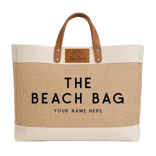 KRAFTYGIFTS Large Beach Tote Bag - Personalised Womens Holiday Handbag - Vacation Carry Shopper - Weekend Bag - Oversizes Shopping Carrier (The Beach Bag)