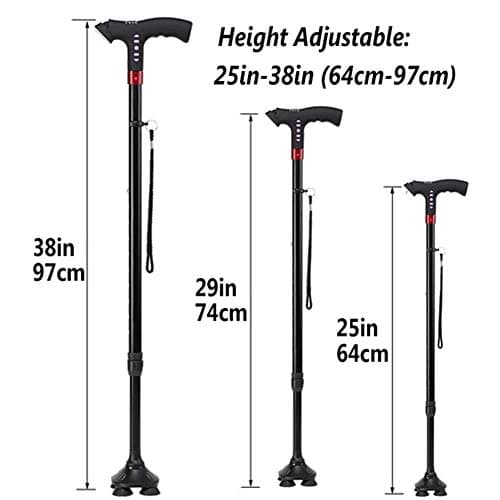 HUIMVNC LED Folding Walking Stick, Smart FM Radio Old Man Walking Stick Lighting Alarm Telescopic Musical Ultra Light Music Electronic Cane for Elderly,Crutches Times — view 2