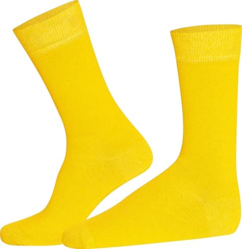Mysocks Finest Cotton Dress Socks for Men Women - Super Soft Breathable Plain Yellow Crew Socks for Business Casual Looks Yellow 7-11 — view 4