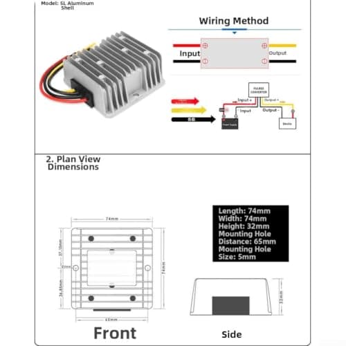 DC DC Boost Converter 12V 24V to 48V 5A Waterproof Power Supply - High Efficiency Voltage Regulator for EV Solar LED Strips CCTV Marine Outdoor Use IP68 Metal Case(48V 1.5A) — view 5