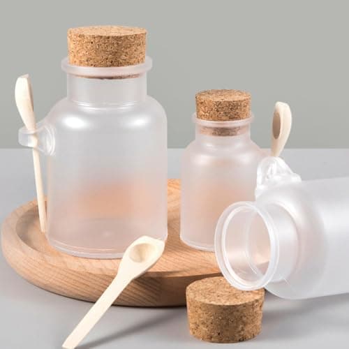 LIFKICH Frosted Cosmetic Jars Refillable Sealed Storage Bottles 100g 6pcs with Wooden Cork Lids and Scoops for and Skincare Containers, Portable Packaging Set for Travel — view 5
