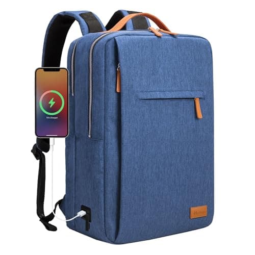 Hp hope Laptop Backpack for Women Travel, Durable Backpacks Carry On, with USB Charging Port, Fits 15.6 Inch Laptop, Waterproof, Resistant Luggage Business Weekender Bag, Blue