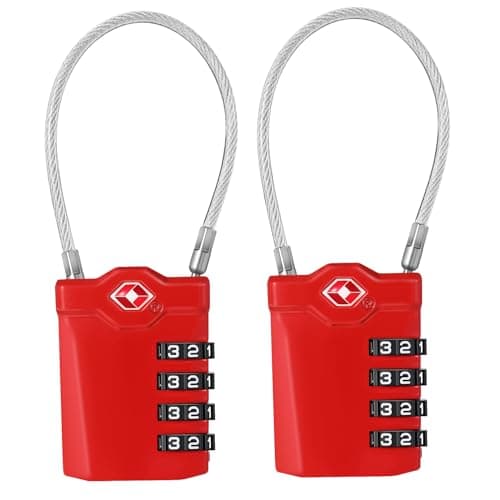 ZHEGE Suitcase Padlocks, TSA Approved Locks with Open Indicator (Red, 2P)