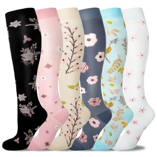 Compression Socks for Women & Men 6 Pairs 20-30 mmHg Travel Flight Socks