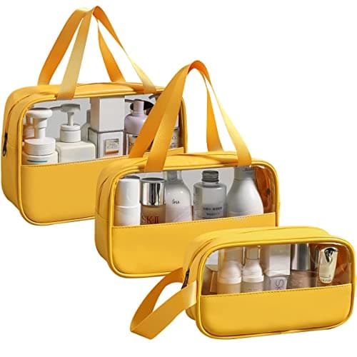 Mikytoper Clear Toiletry Bag 3 pcs, Waterproof Wash Bags Set in PVC