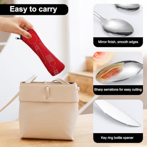 Travel Cutlery, 2 Sets Stainless Steel Cutlery Set with Portable Pouch Case — view 4