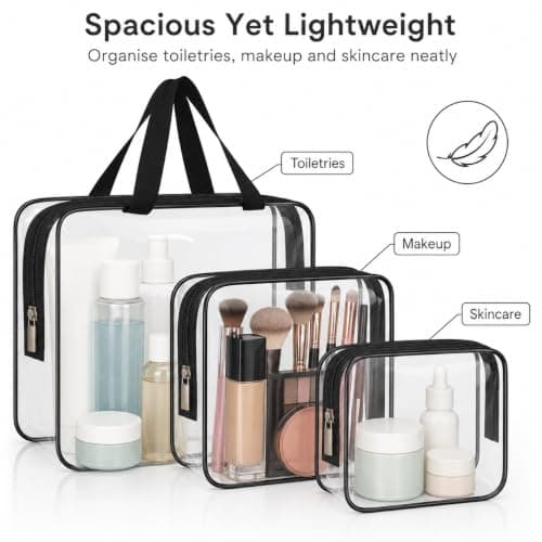 iMaMa Clear Travel Bags, 3 Pack Makeup and Toiletry Organiser Set — view 4