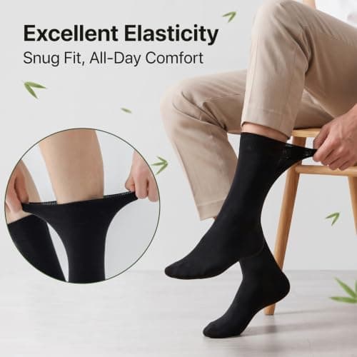 VoJoPi 5 Pack Mens Bamboo Socks, Thin Breathable Dress Crew Socks, UK 6-9 — view 5
