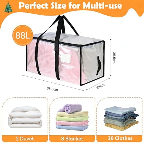 Goodaily Moving Bags, 8 Pack 88L, Waterproof PE Bags with Handles — view 2