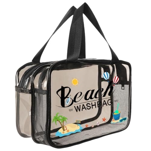 Aucuu Clear Toiletry Bag, Portable Travel Makeup Bag, Wet Dry Separation PVC Wash Bags, Large Capacity Travel Toiletries Case, Waterproof Makeup Bags with Handles, Clear Cosmetic Bag for Women Girls