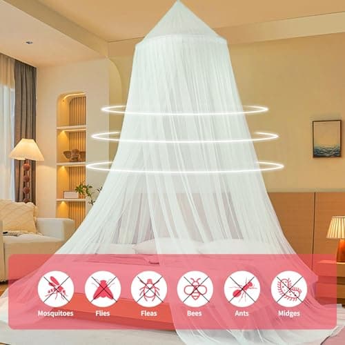 HJJMN Mosquito Net For Bed, White Bed Canopy - Dome Single Door, Double — view 6