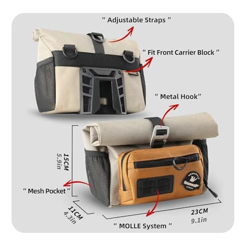 Rhinowalk Bike Handlebar Bag for Brompton Folding Bike Quick Release Bicycle Front Bag with Shoulder Strap Rain Cover for Urban Cycling — view 2