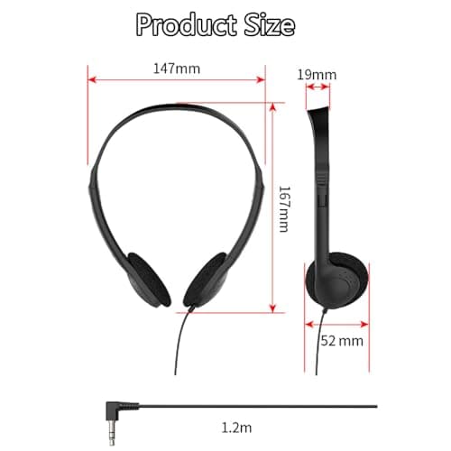 Abstru 12 Pack Wired Headphones for Students Bulk On-Ear with 3.5mm Jack — view 2
