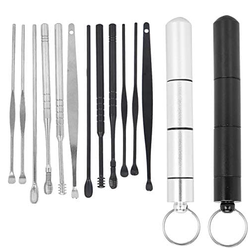 Fabater Earwax Remover Kit, Stainless Steel, 12 Pcs (Black Silver) — view 2