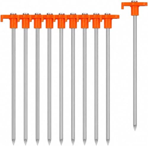 RICKUNCL 10 Pack Tent Pegs Metal Heavy Duty