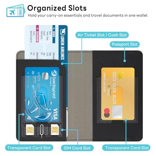 YAVIV Passport Holder for Women&Men，Travel Wallet RFID Blocking-Black-1 — view 3