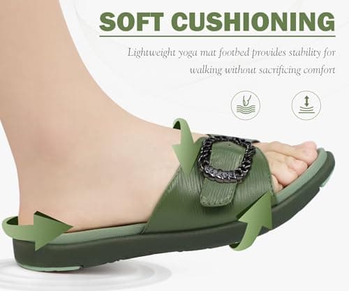 COFACE Womens Orthotic Slides Yoga Mat Arch Support Strap Sandals Green 5.5 — view 5