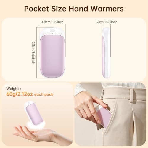 Jonwall Hand Warmers Rechargeable, 2 Pack Electric Hand Warmer Reusable Portable Handwarmers with 3 Levels Heat, USB Pocket Warmer Warm Gifts for Men Women Outdoor Camping Golf Fishing — view 5