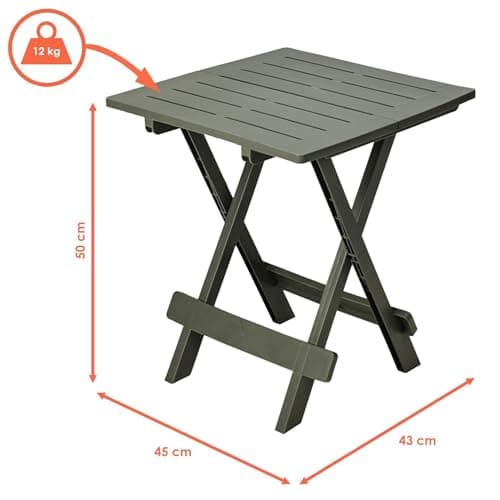 Carousel Home Green Plastic Folding Garden Side Table | Lightweight Weatherproof Outdoor Table | Compact Foldable Table for Camping, Balcony or Patio — view 3