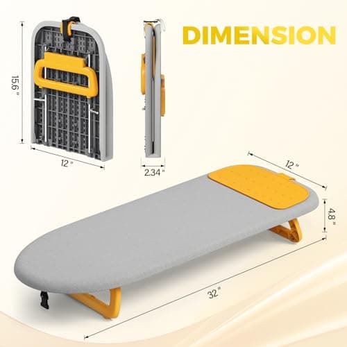 KINGRACK Small Tabletop Ironing Board with Iron Mat,30×81cm,Grey — view 2